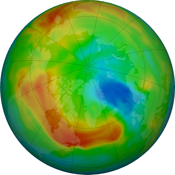 Arctic ozone map for 01 February 2025